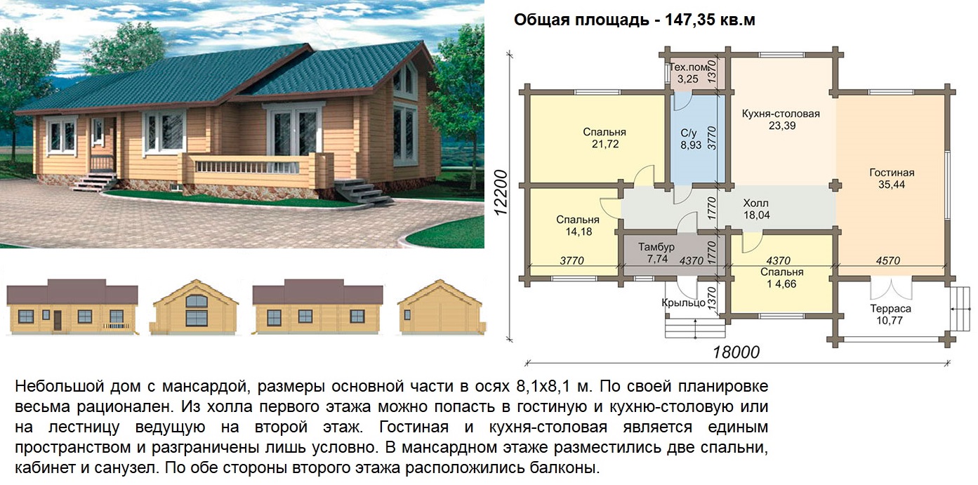 Проект коттеджа из профилированного бруса Проект коттеджа из профилированного бруса
