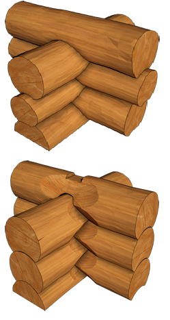 Log cabins connections.